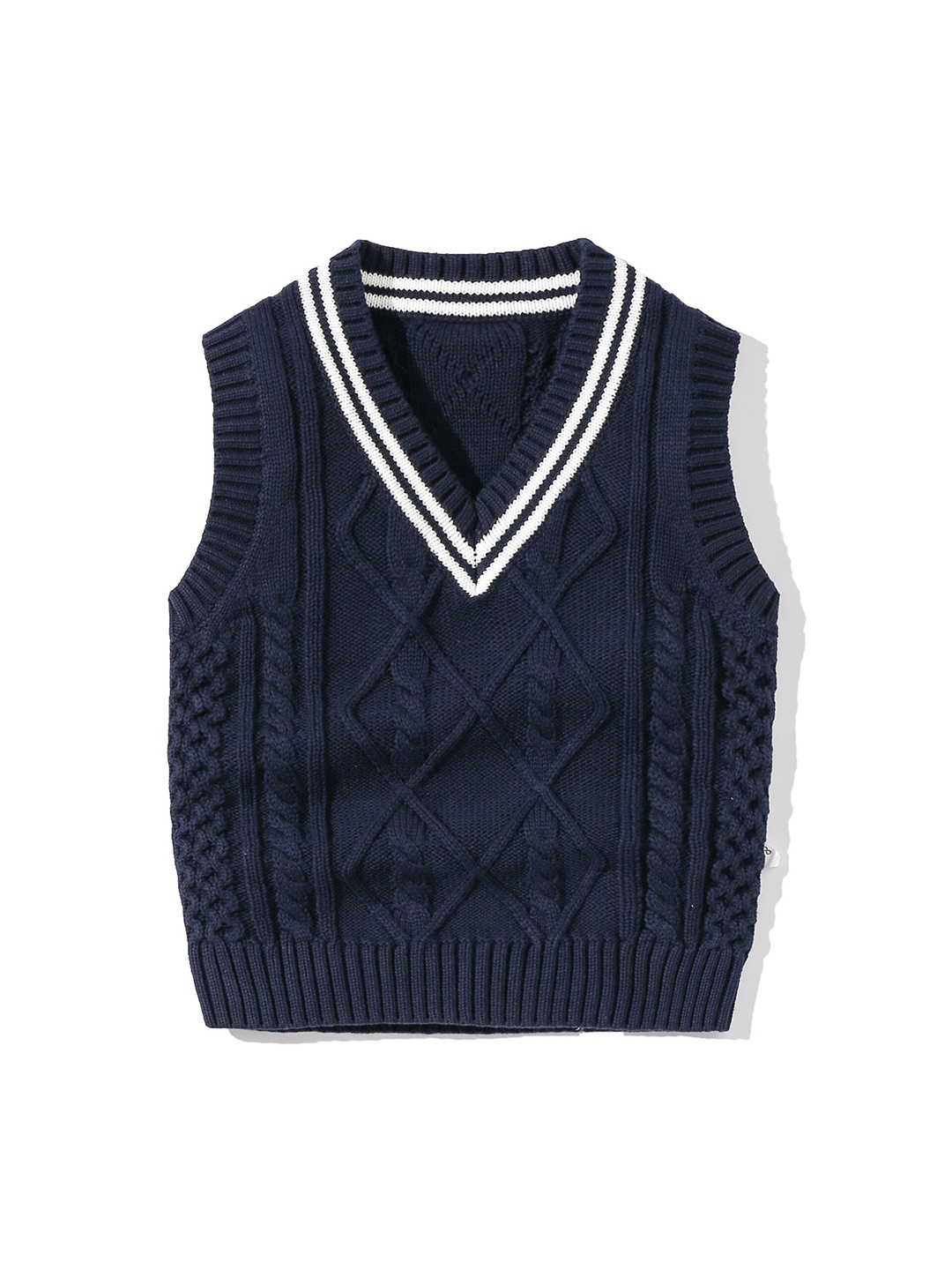 

StyleCast Kids Navy Blue Cable Knit Self Design Cotton Sweater Vest