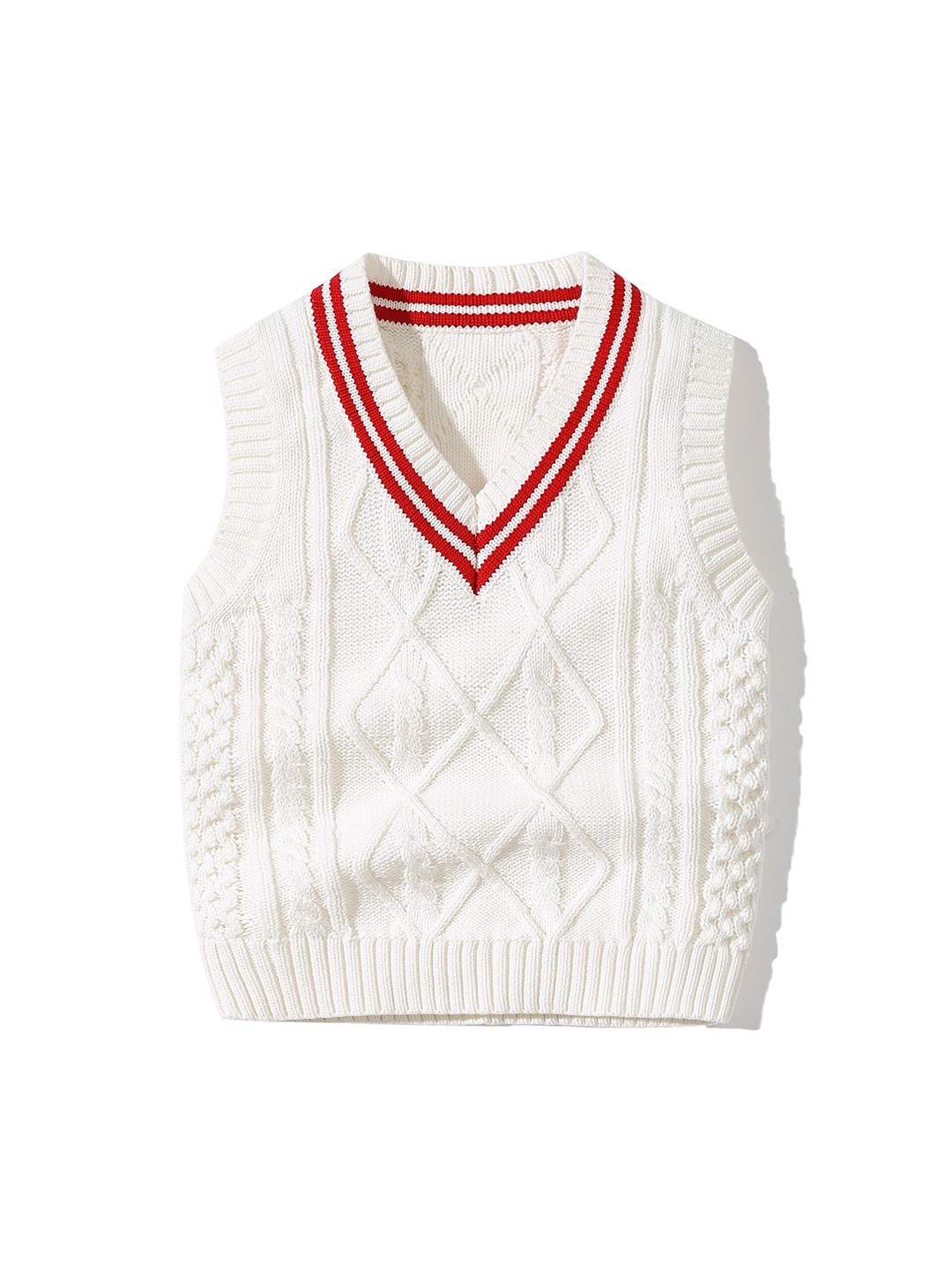 

StyleCast Kids White Self Design Cotton Sweater Vest