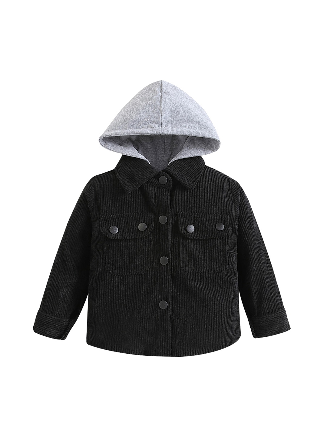 

StyleCast Boys Black Striped Hooded Long Sleeves Cotton Tailored Jacket