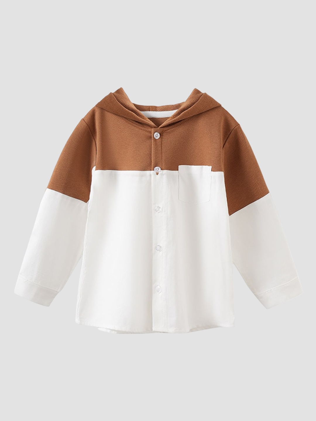 

StyleCast Kids Brown Colourblocked Hooded Long Sleeves Insulator Cotton Tailored Jacket