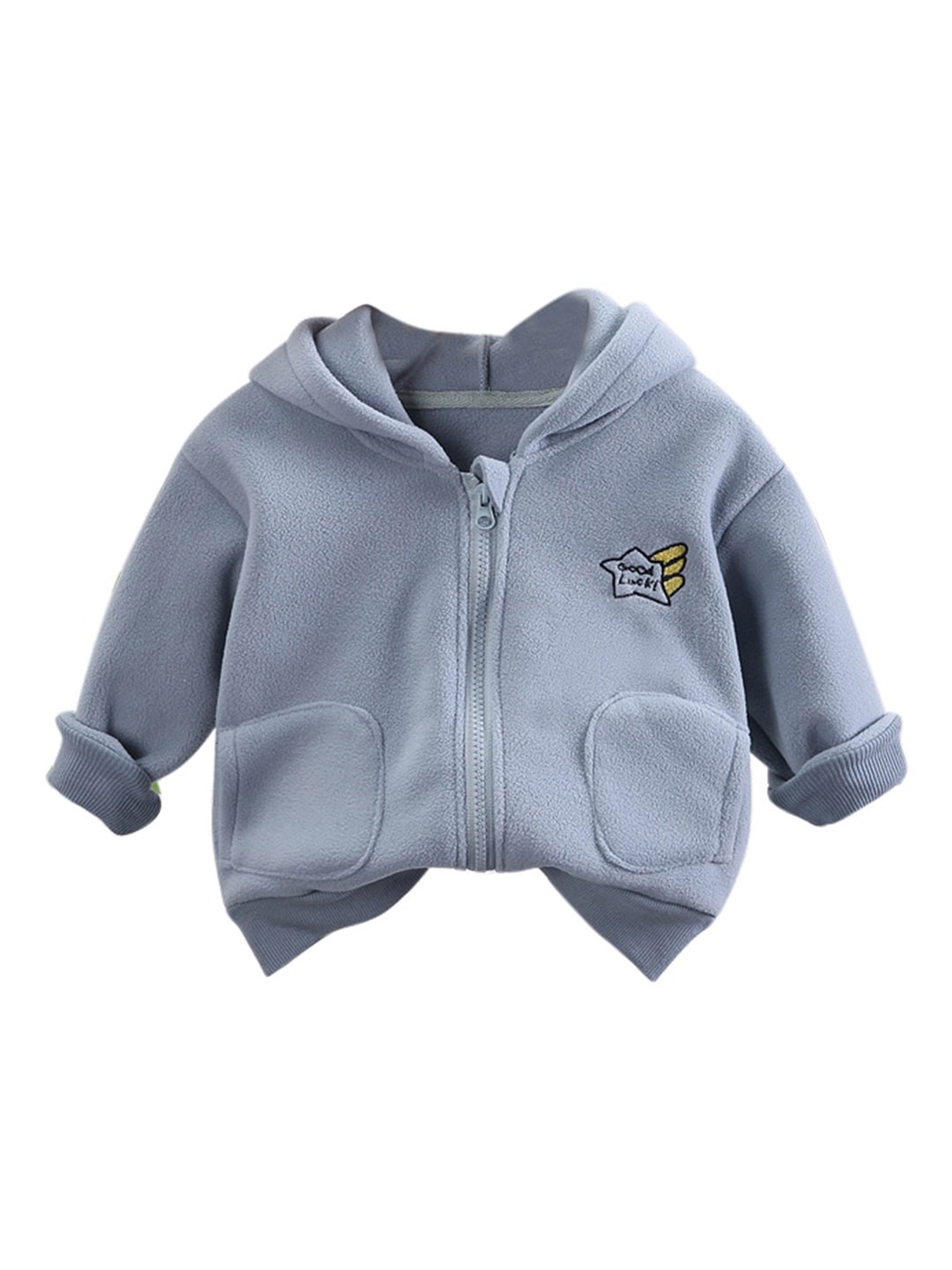 

StyleCast Boys Grey Hooded Embroidered Detailed Cotton Bomber Jacket