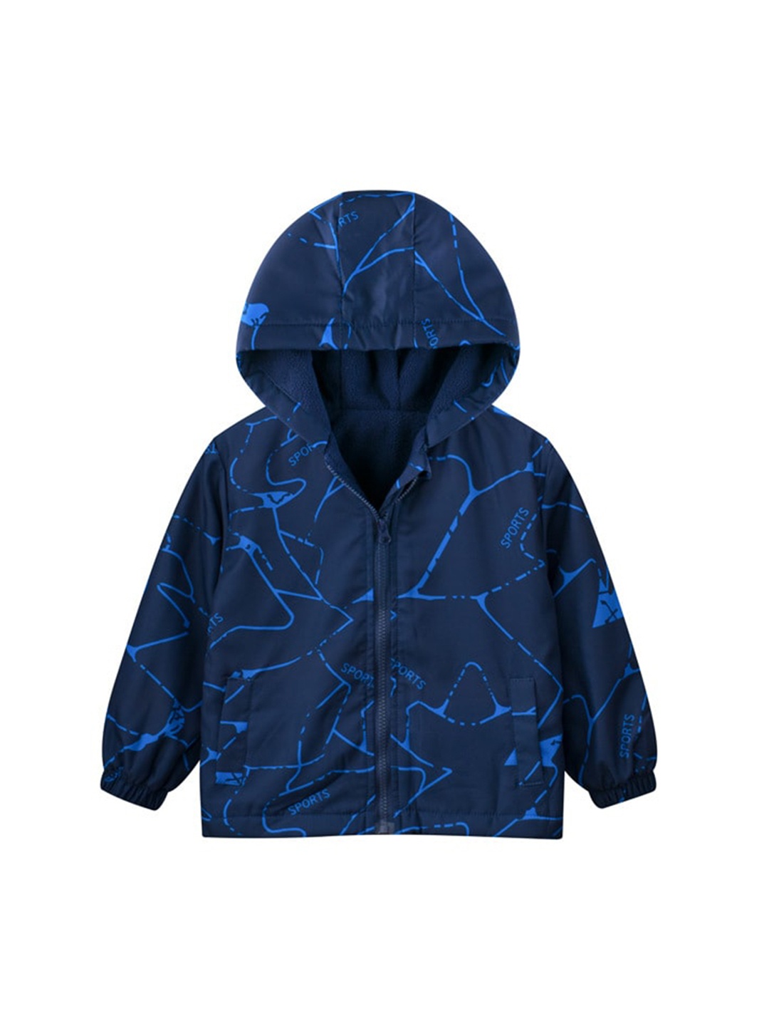 

StyleCast Boys Blue Abstarct Printed Windcheater Hooded Cotton Sporty Jacket