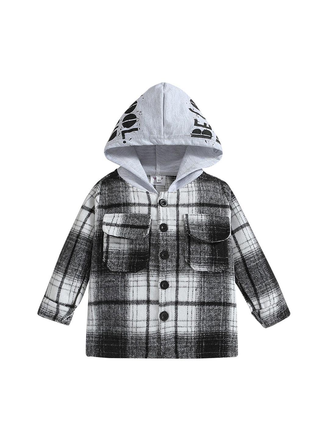 

StyleCast Boys Black Checked Windcheater Hooded Outdoor Cotton Tailored Jacket