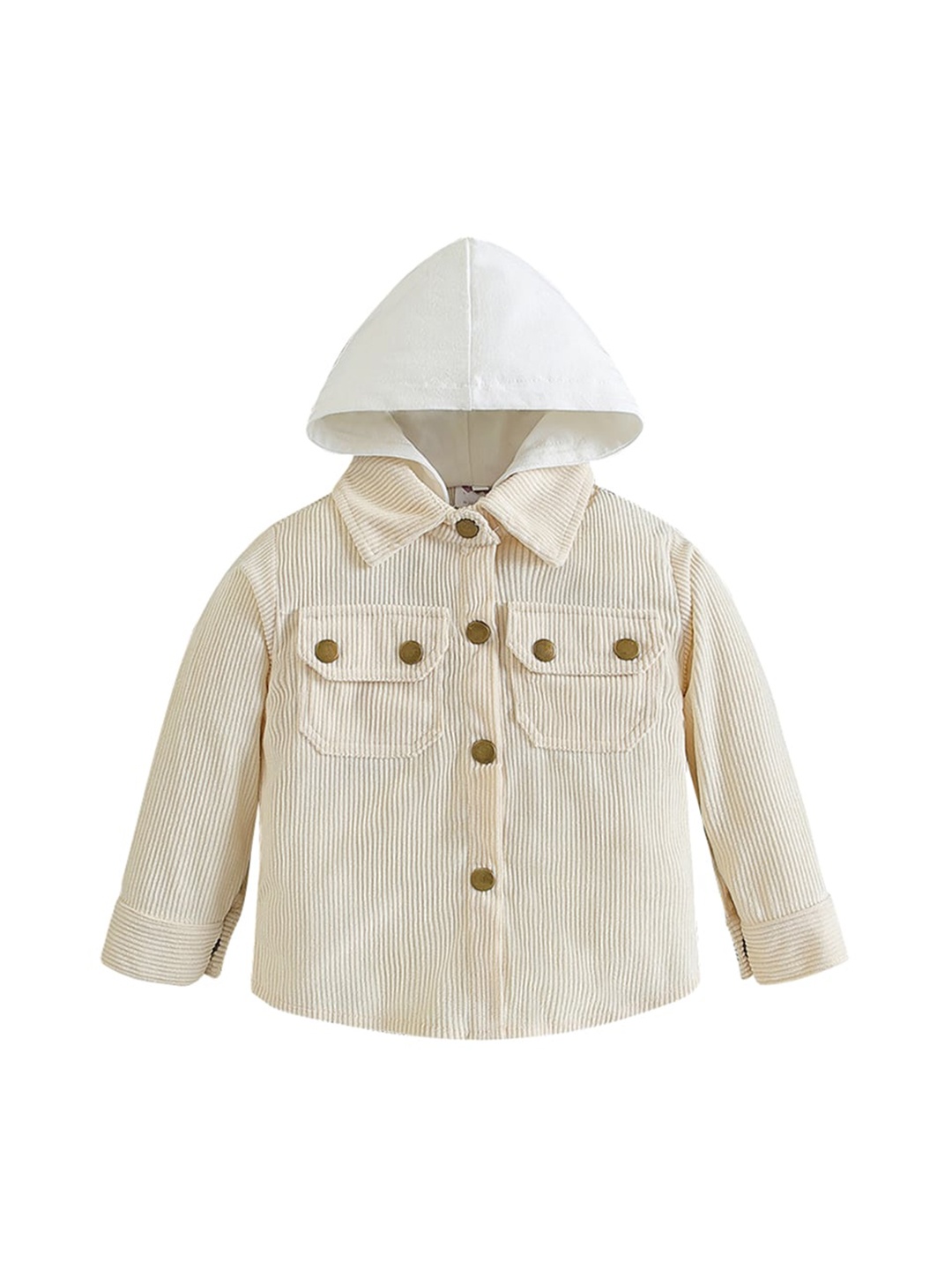 

StyleCast Boys Beige Self Design Hooded Open Front Jacket