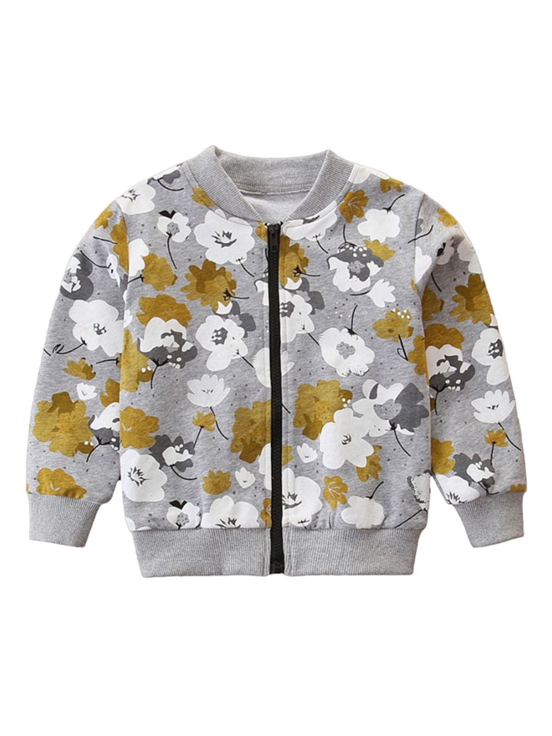 

StyleCast Girls Grey Floral Printed Insulator Cotton Bomber Jacket