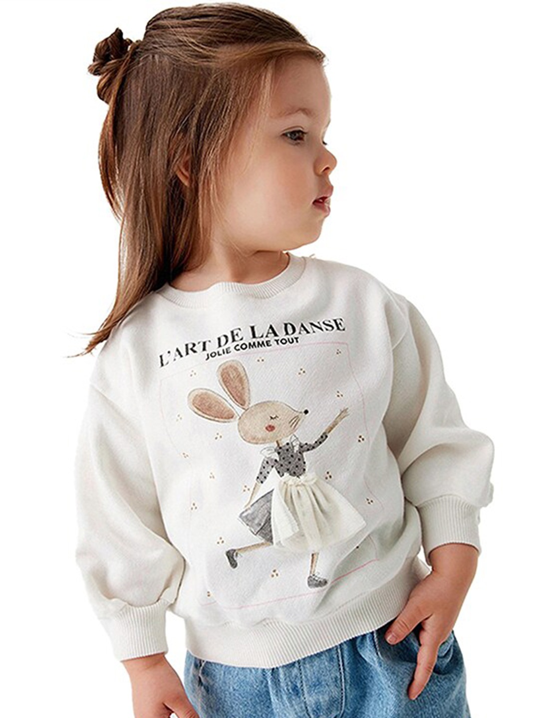 

StyleCast Girls Graphic Printed Applique Cotton Sweatshirt, White