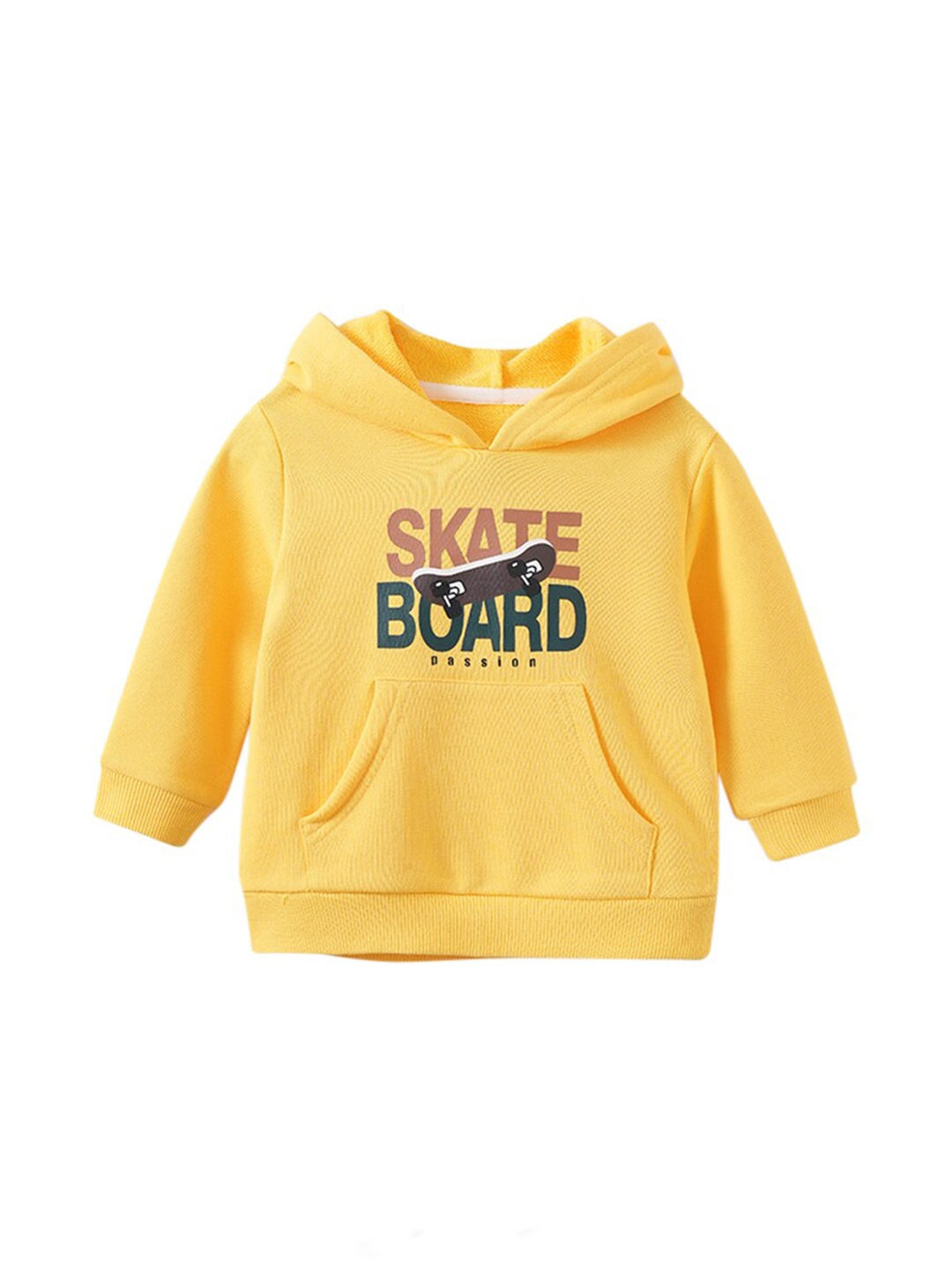 

StyleCast Kids Yellow Printed Hooded Cotton Sweatshirt