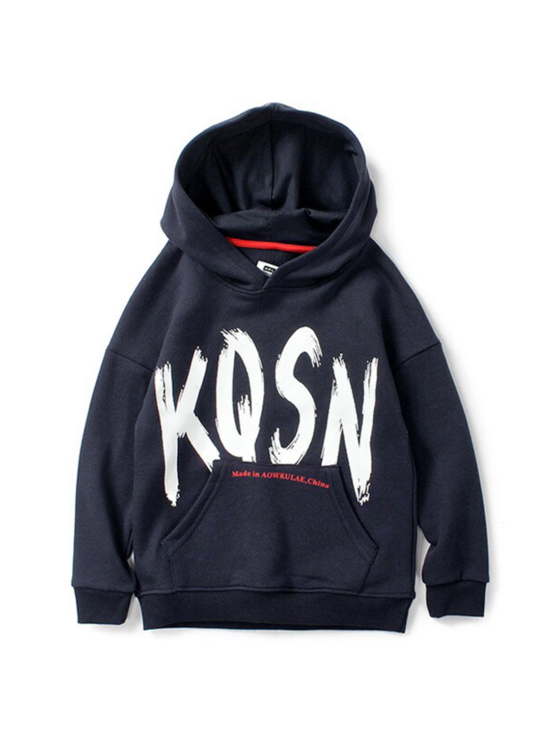 

StyleCast Boys Navy Blue Typography Printed Hooded Cotton Sweatshirt
