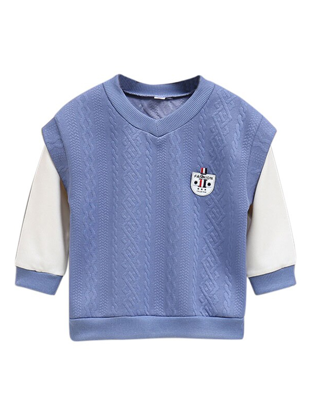 

StyleCast Boys Blue Self Design V-Neck Jacquard Sweatshirt