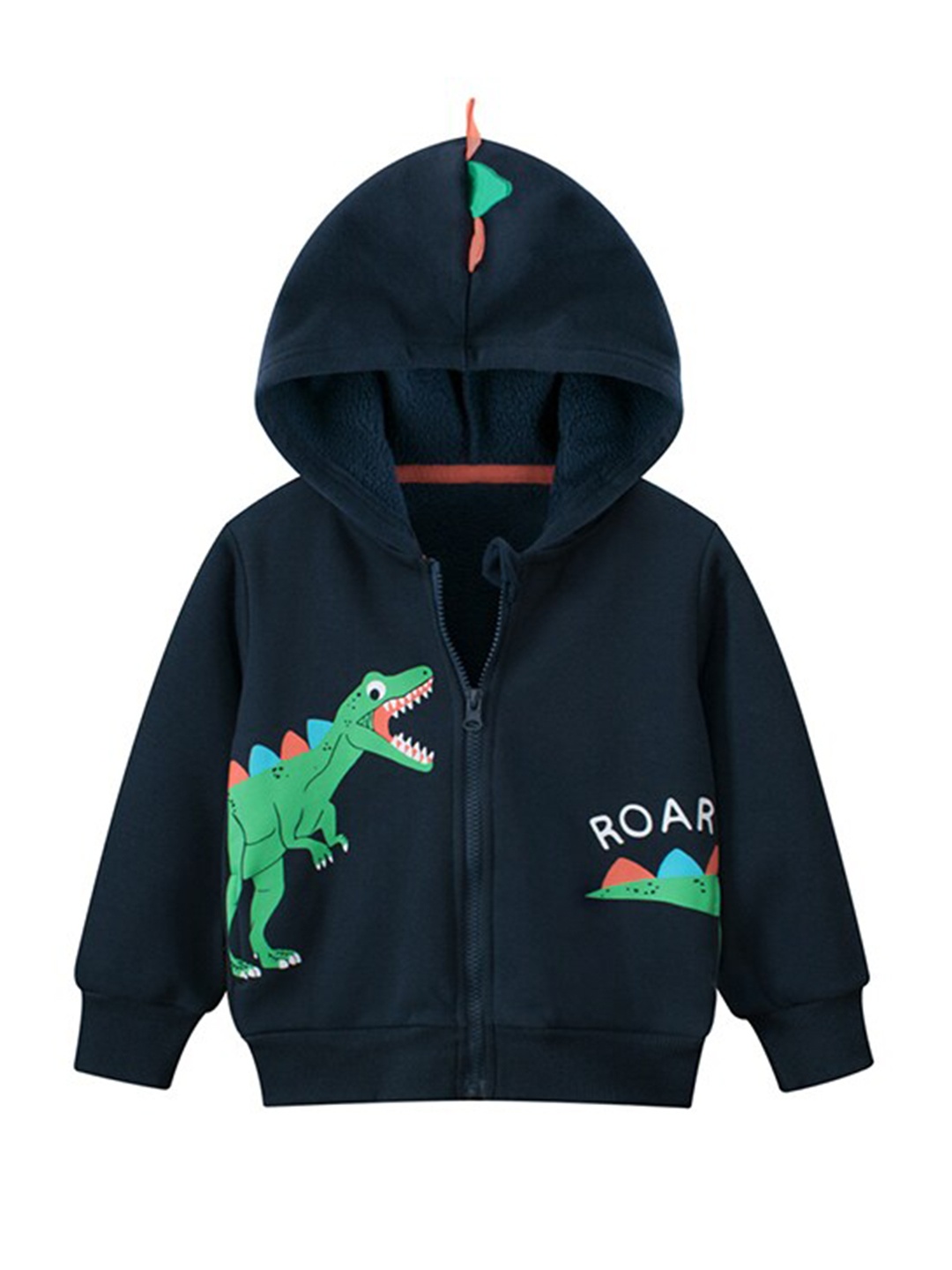 

StyleCast Boys Navy Blue Graphic Printed Hooded Front-Open Sweatshirt