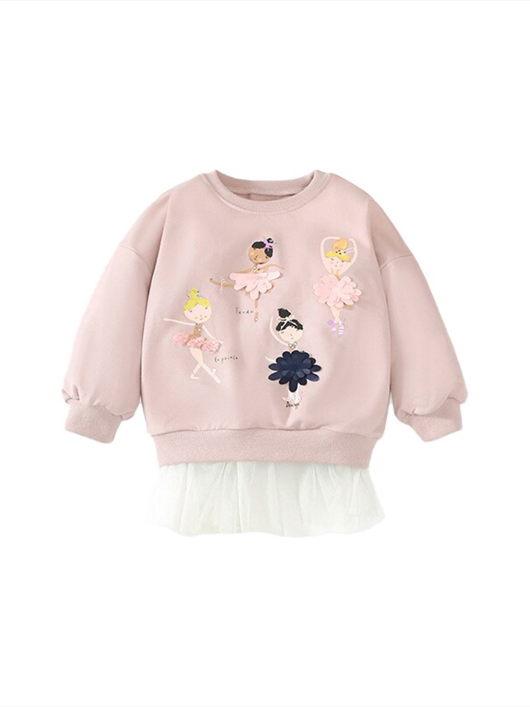 

StyleCast Girls Pink Graphic Printed Embellished Cotton Pullover