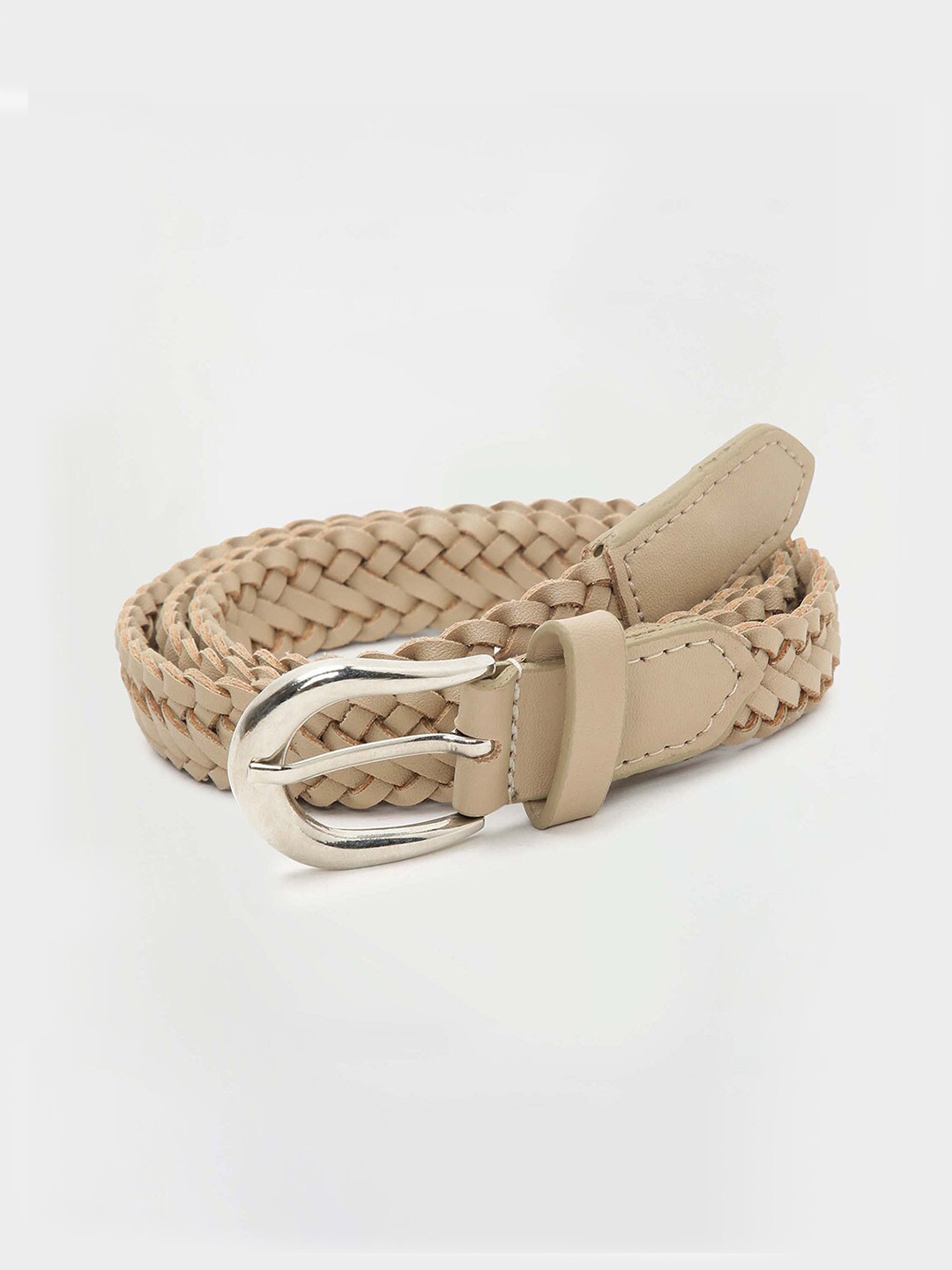 

max Women Slim Textured Belt, Beige