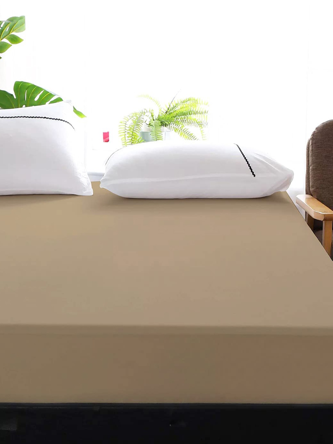 

Jinaya's Beige Terry Fitted King Size Waterproof Mattress Protector