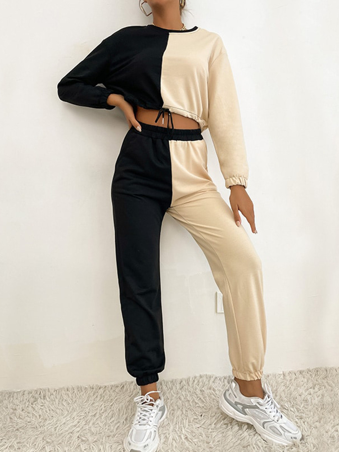 

StyleCast Colourblocked Cropped Top With Joggers, Black