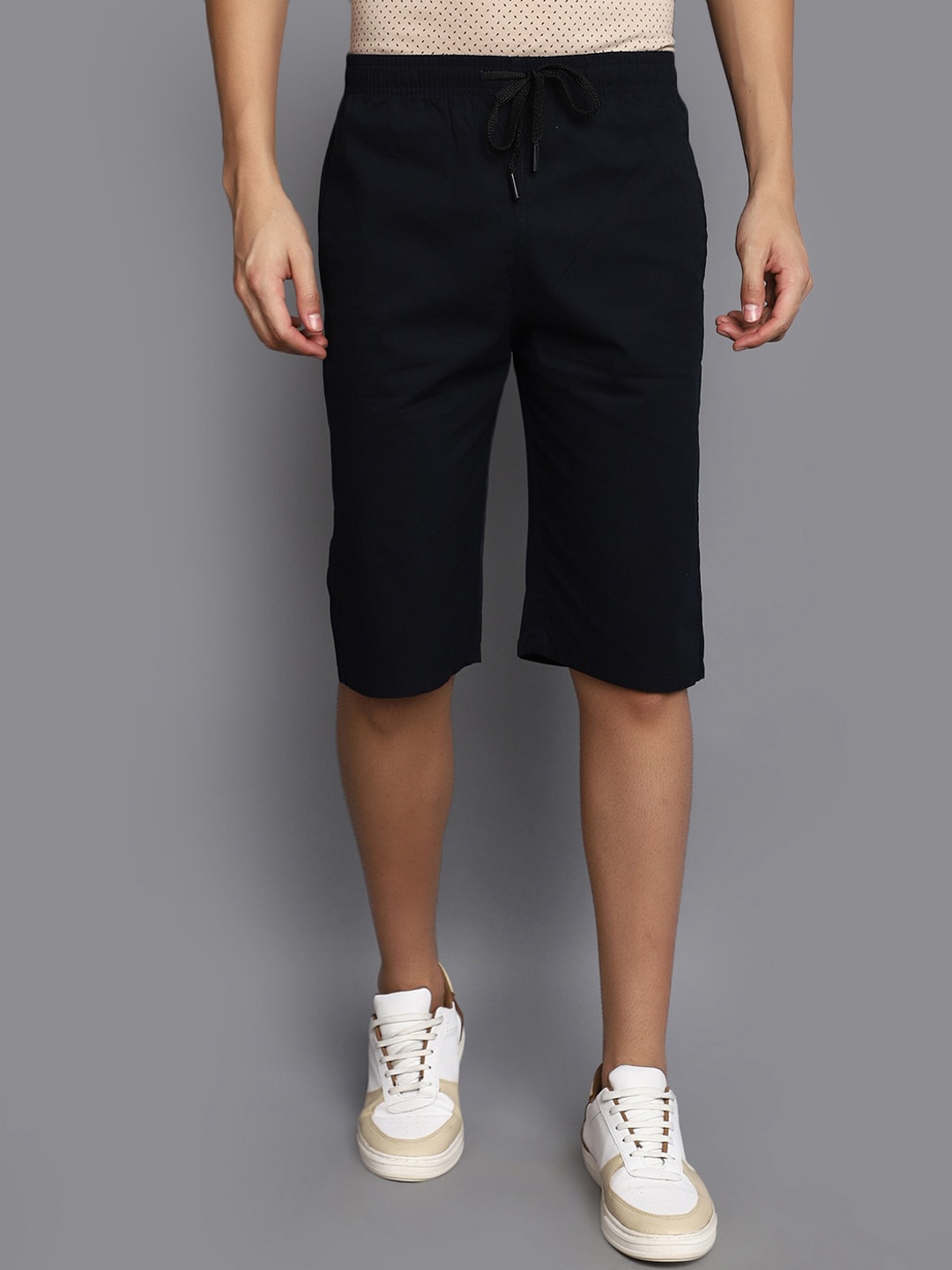 

V-Mart Men Mid-Rise Cotton Shorts, Navy blue