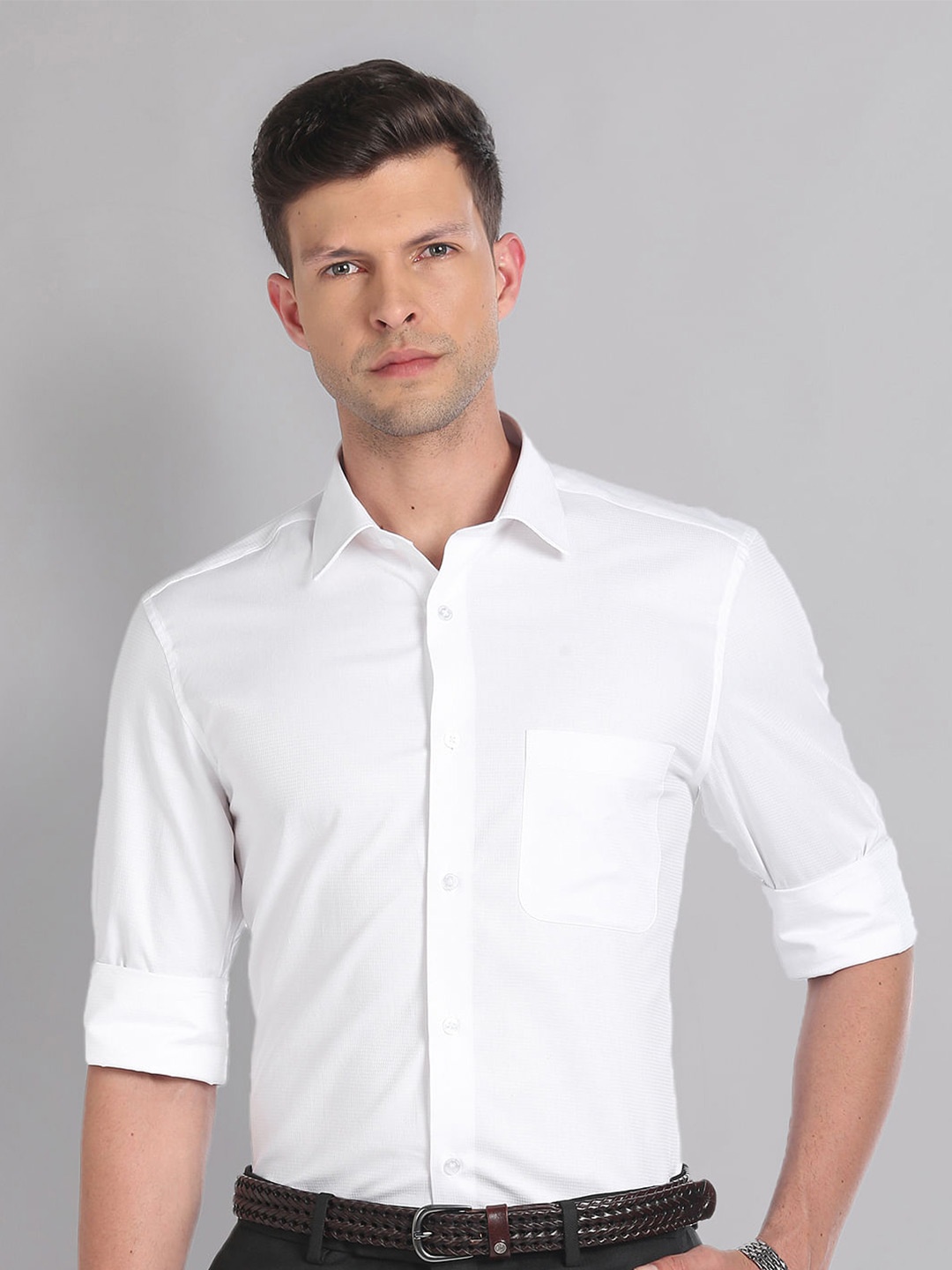 

AD By Arvind Dobby Regular Fit Formal Shirt, White