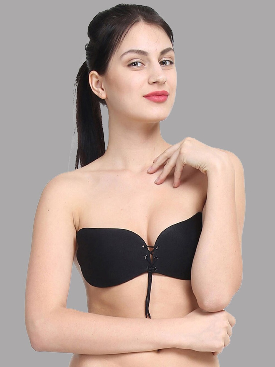 

VAGHBHATT Strapless Half Coverage Push up Bra, Black