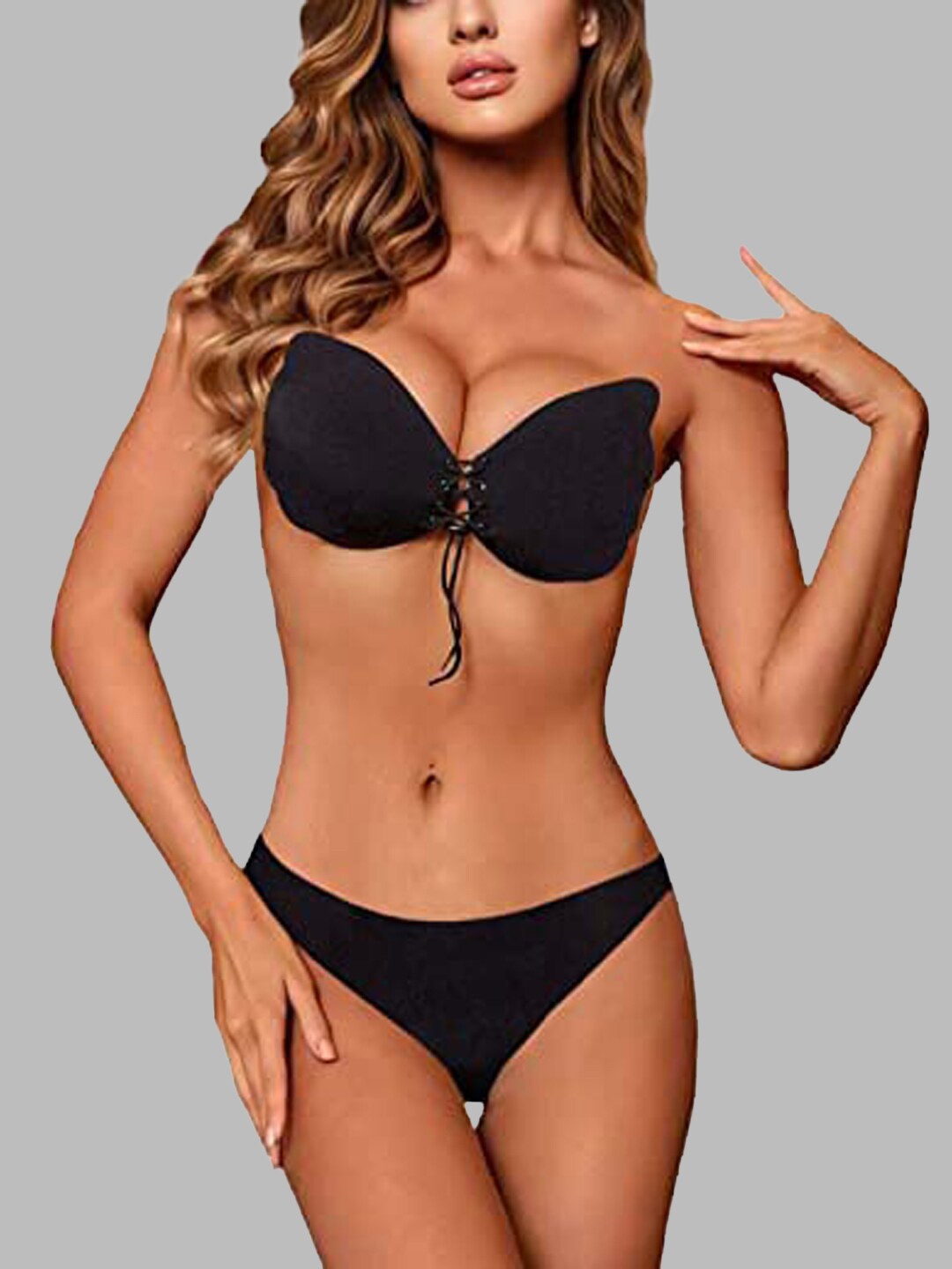 

VAGHBHATT Strapless Half Coverage Push up Bra, Black