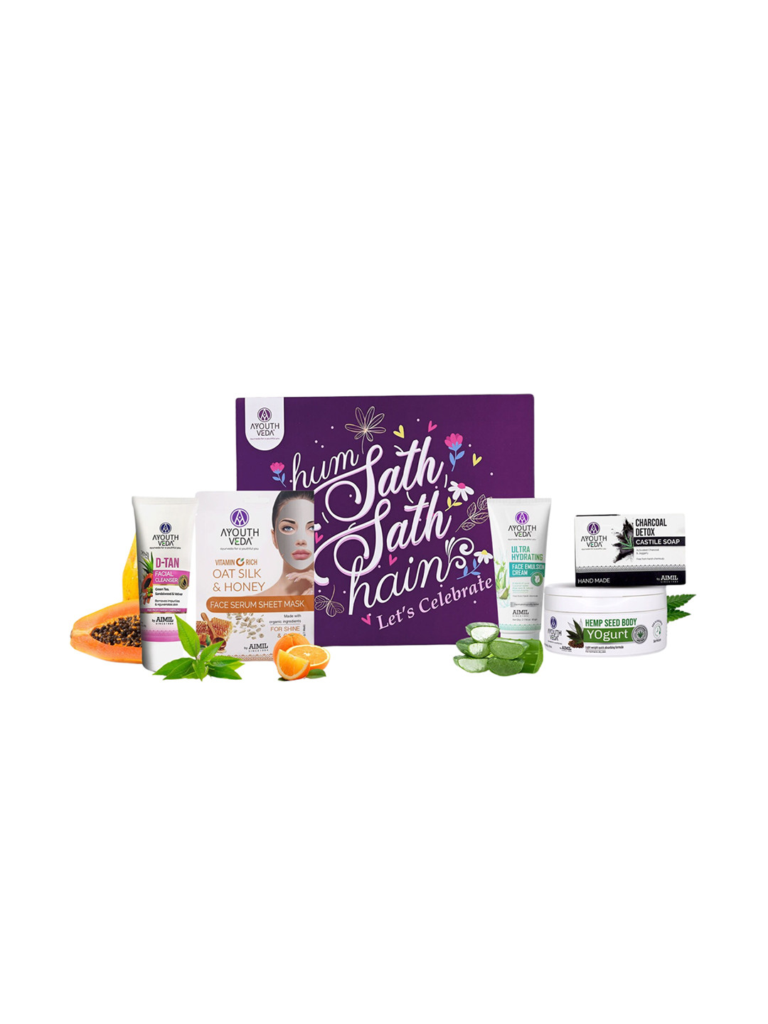

AYOUTHVEDA Set Of 5 Hum Sath Sath Hain Bath & Body Gift Set, White