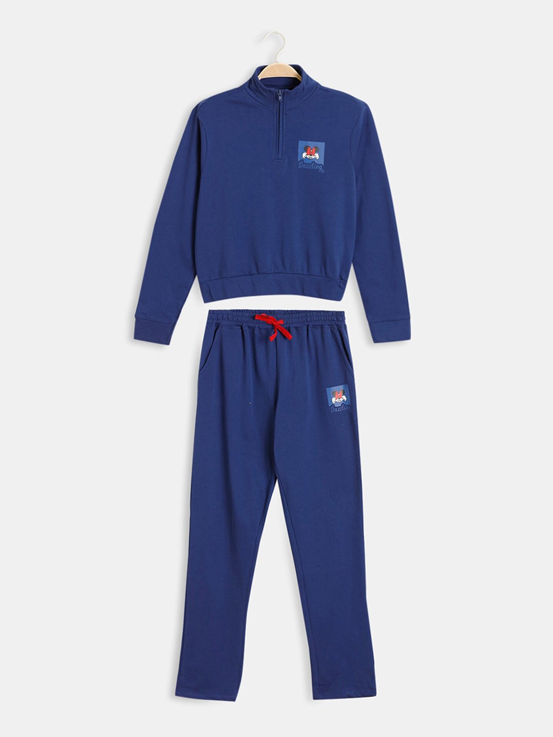

Zivame Girls Mock Collar Pure Cotton Night suit, Blue