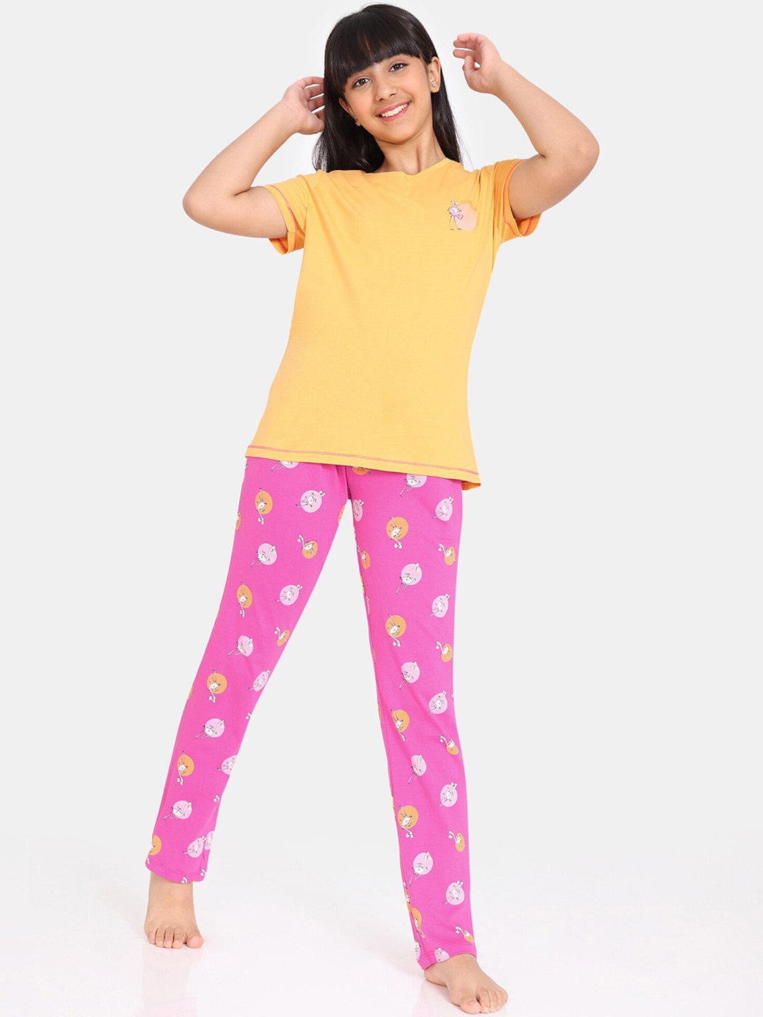 

Zivame Girls Conversational Printed Pure Cotton Night Suit, Yellow