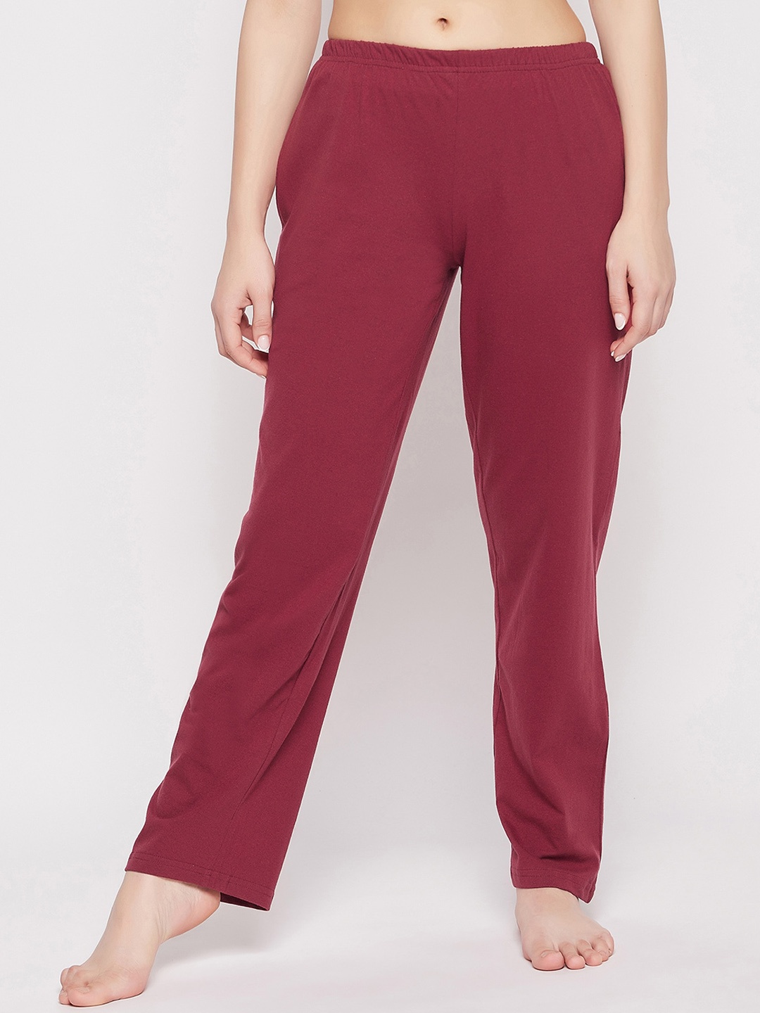 

Clovia Women Mid Rise Cotton Lounge Pants, Maroon