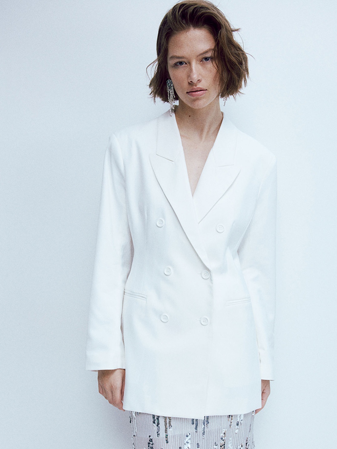 

H&M Double Breasted Blazer, White