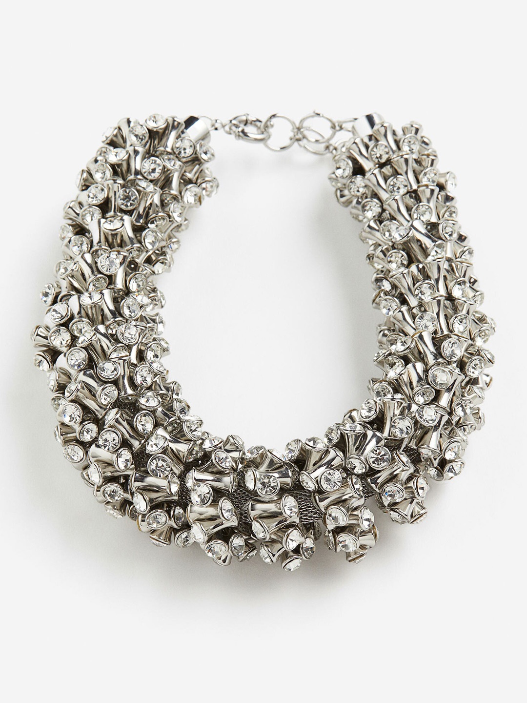 

H&M Women Chunky Rhinestone Necklace, Silver