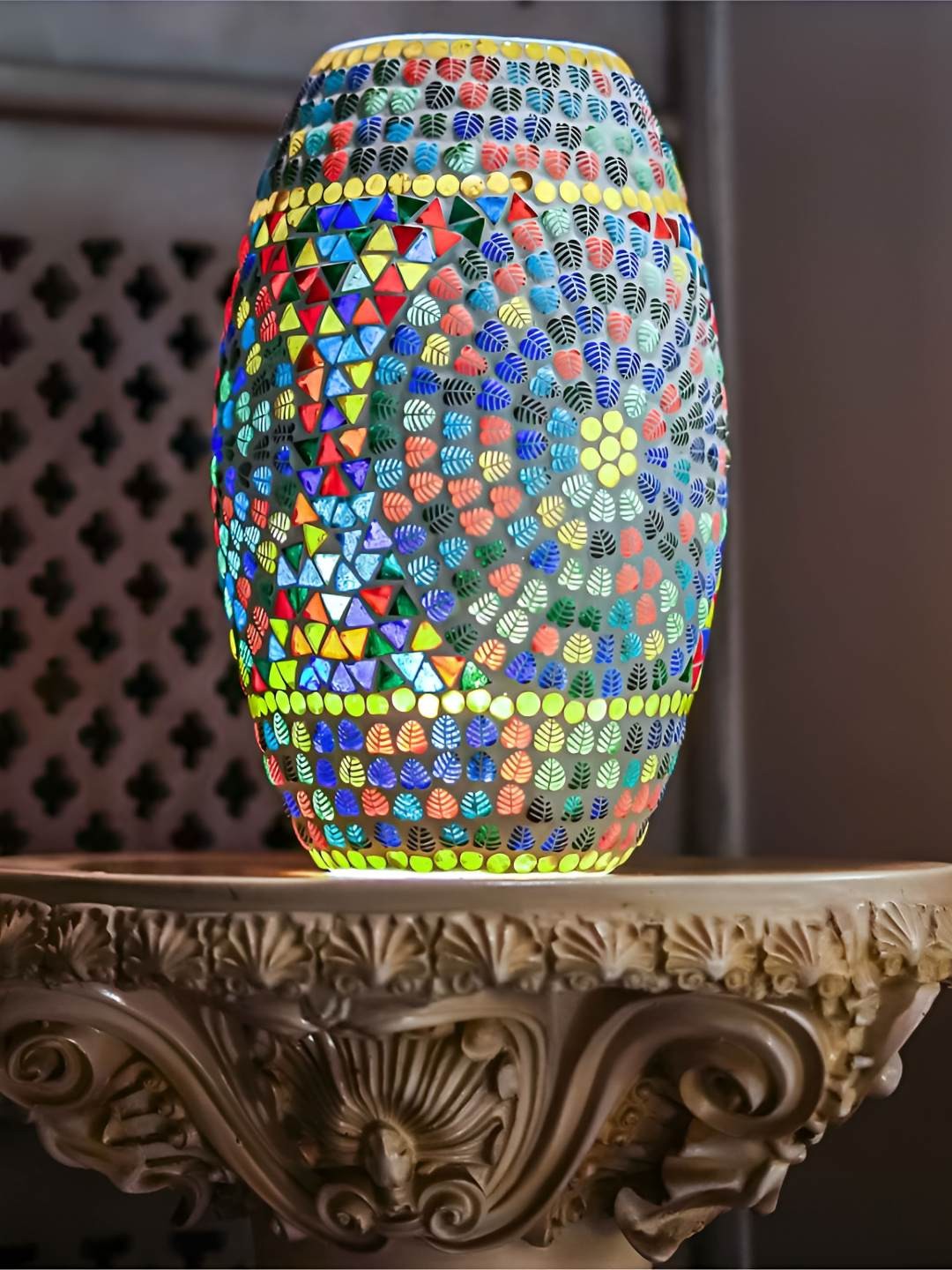 

THE ALLCHEMY Grey & Blue Textured Table Lamp