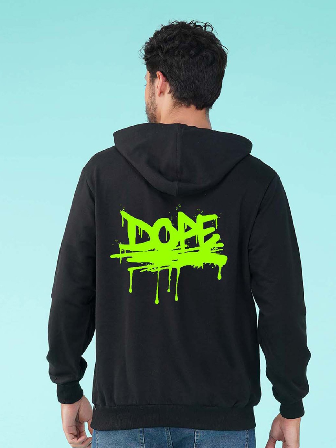 

NUSYL Dope Printed Fleece Hooded Pullover, Black