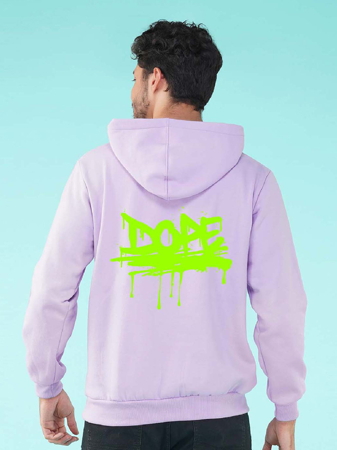 

NUSYL Typography Printed Hooded Fleece Sweatshirt, Purple