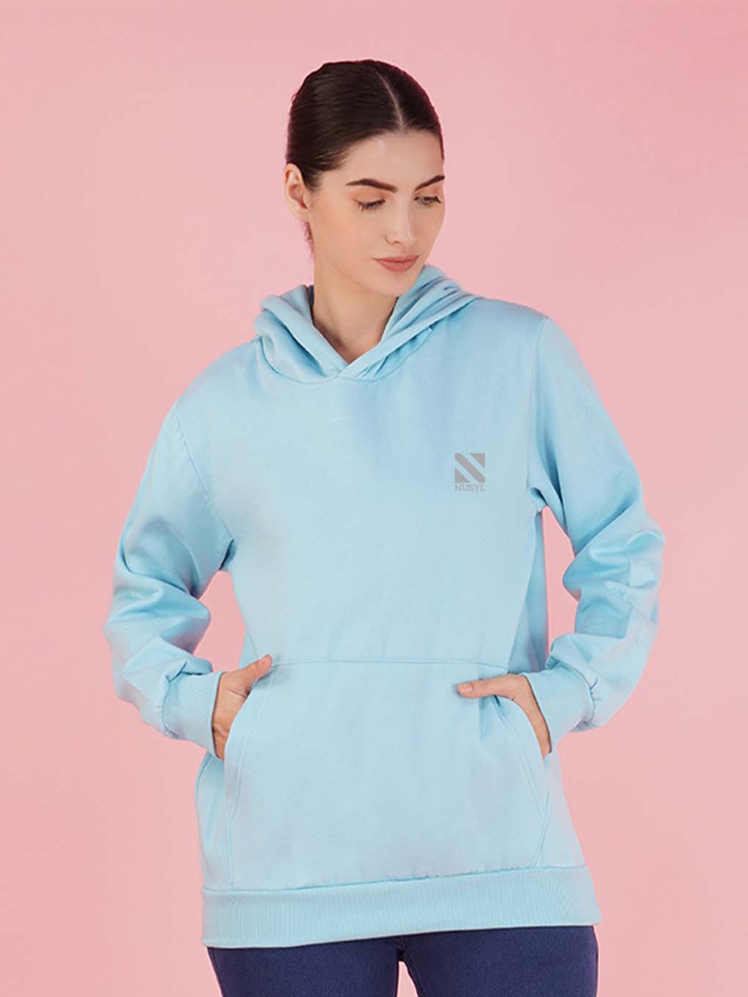 

NUSYL Hooded Fleece Pullover Sweatshirt, Blue