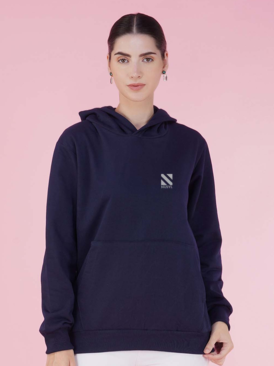 

NUSYL Hooded Fleece Pullover, Navy blue