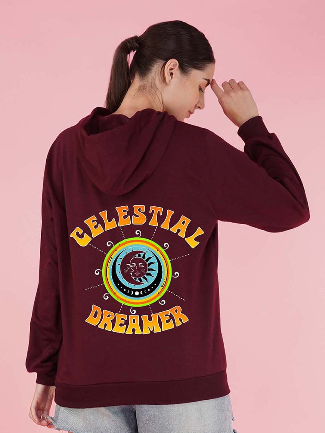 

NUSYL Graphic Printed Long Sleeves Hood Pullover Sweatshirt, Maroon