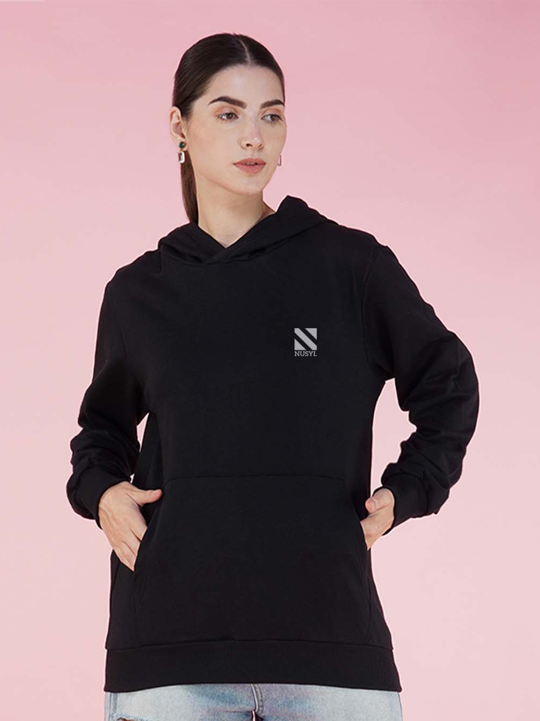 

NUSYL Hooded Fleece Sweatshirt, Black