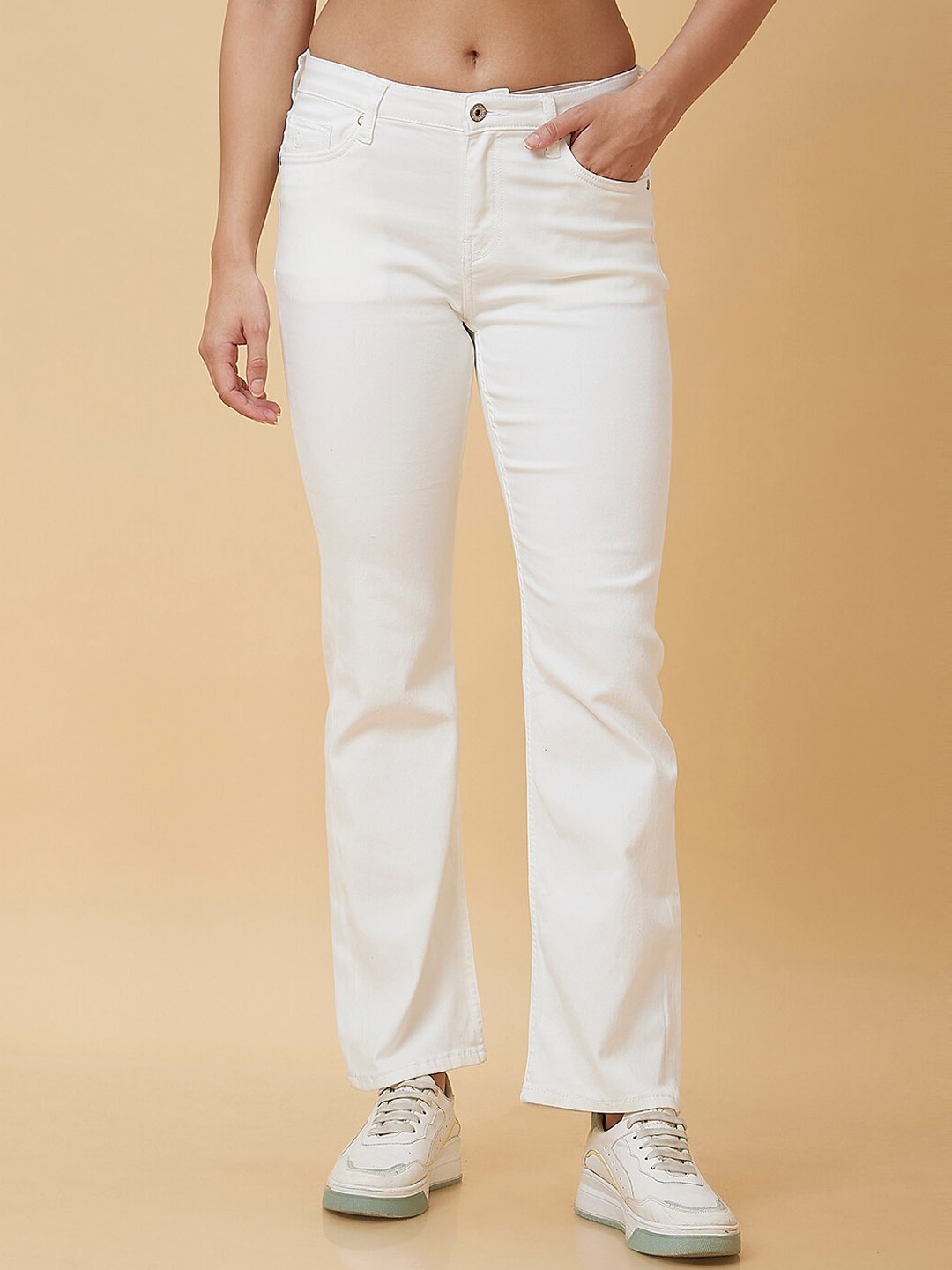 

Being Human Women Bootcut Clean Look Stretchable Light Fade Jeans, White