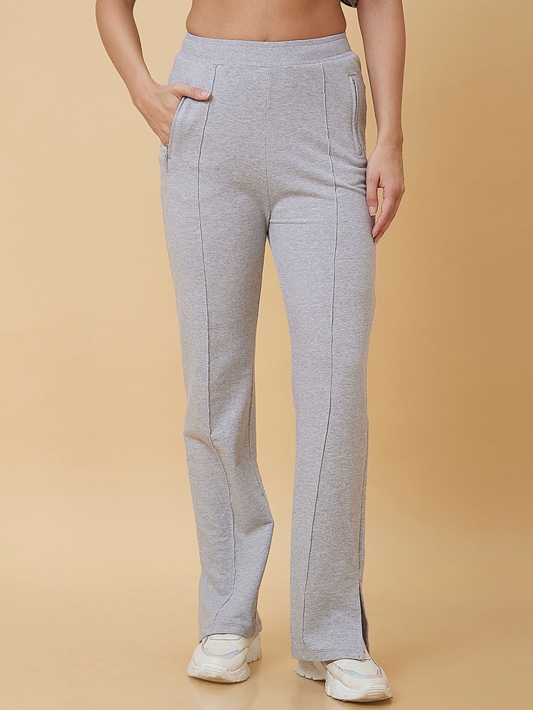 

Being Human Women Relaxed Fit Mid-Rise Track Pants, Grey