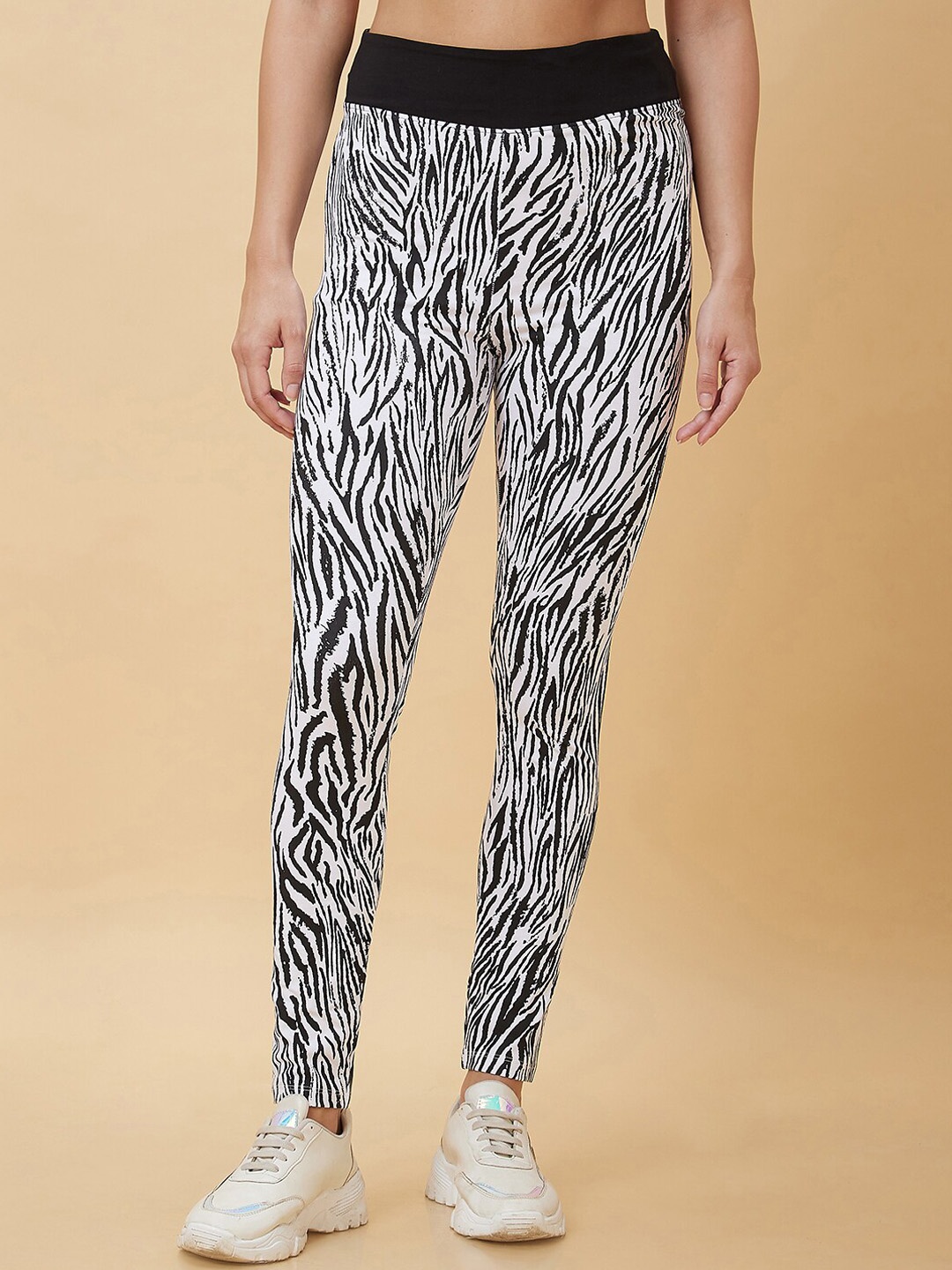 

Being Human Animal Printed Ankle-Length Leggings, White