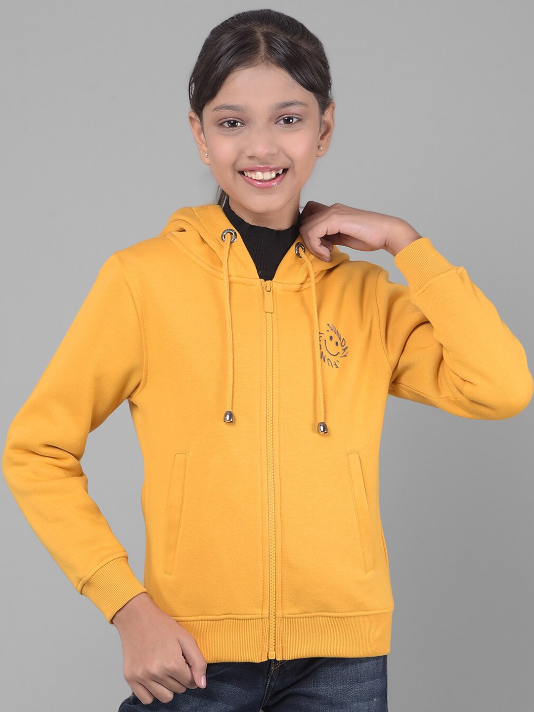 

Crimsoune Club Girls Hooded Front-Open Sweatshirt, Mustard