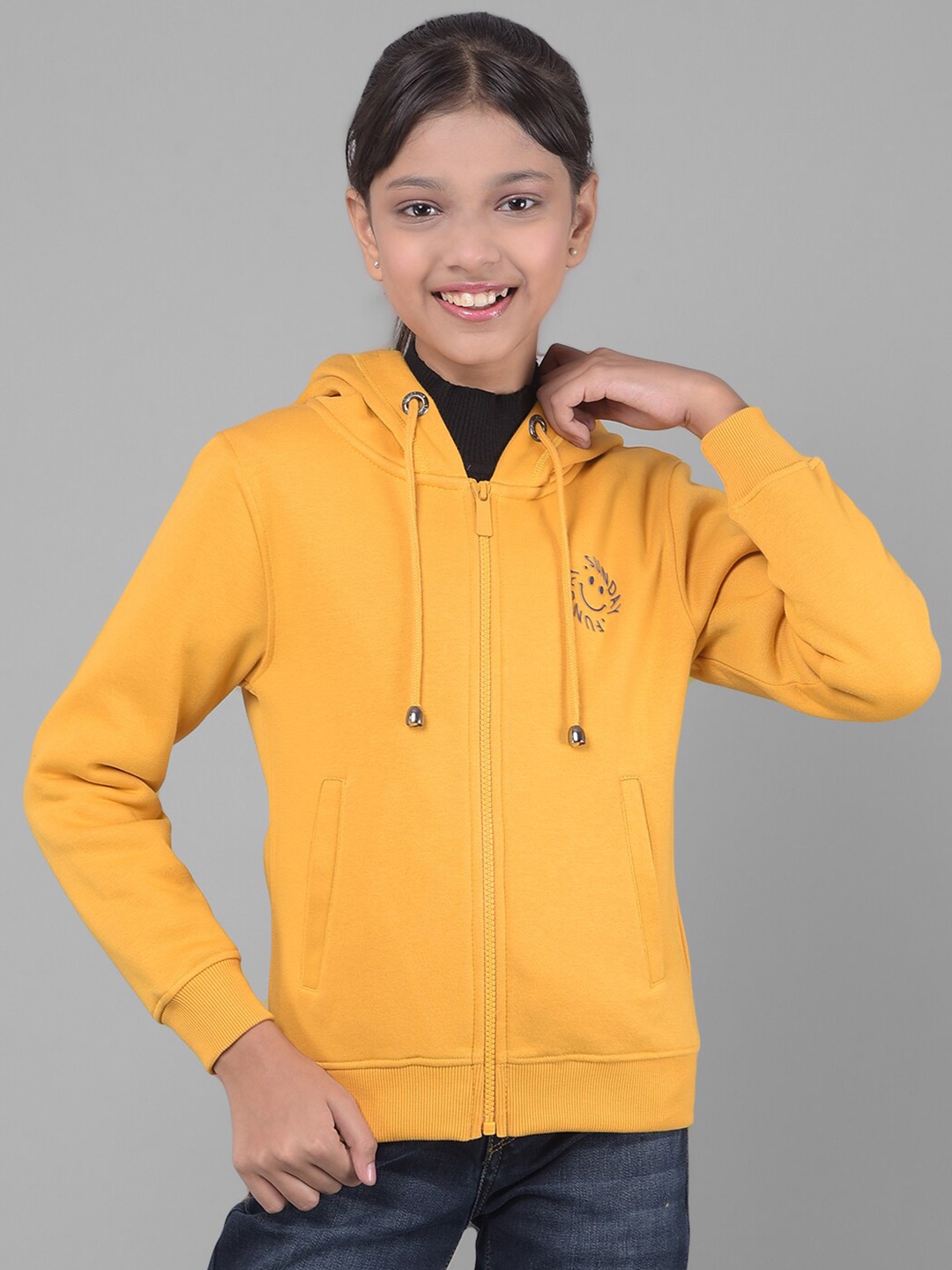 

Crimsoune Club Girls Hooded Front-Open Sweatshirt, Mustard