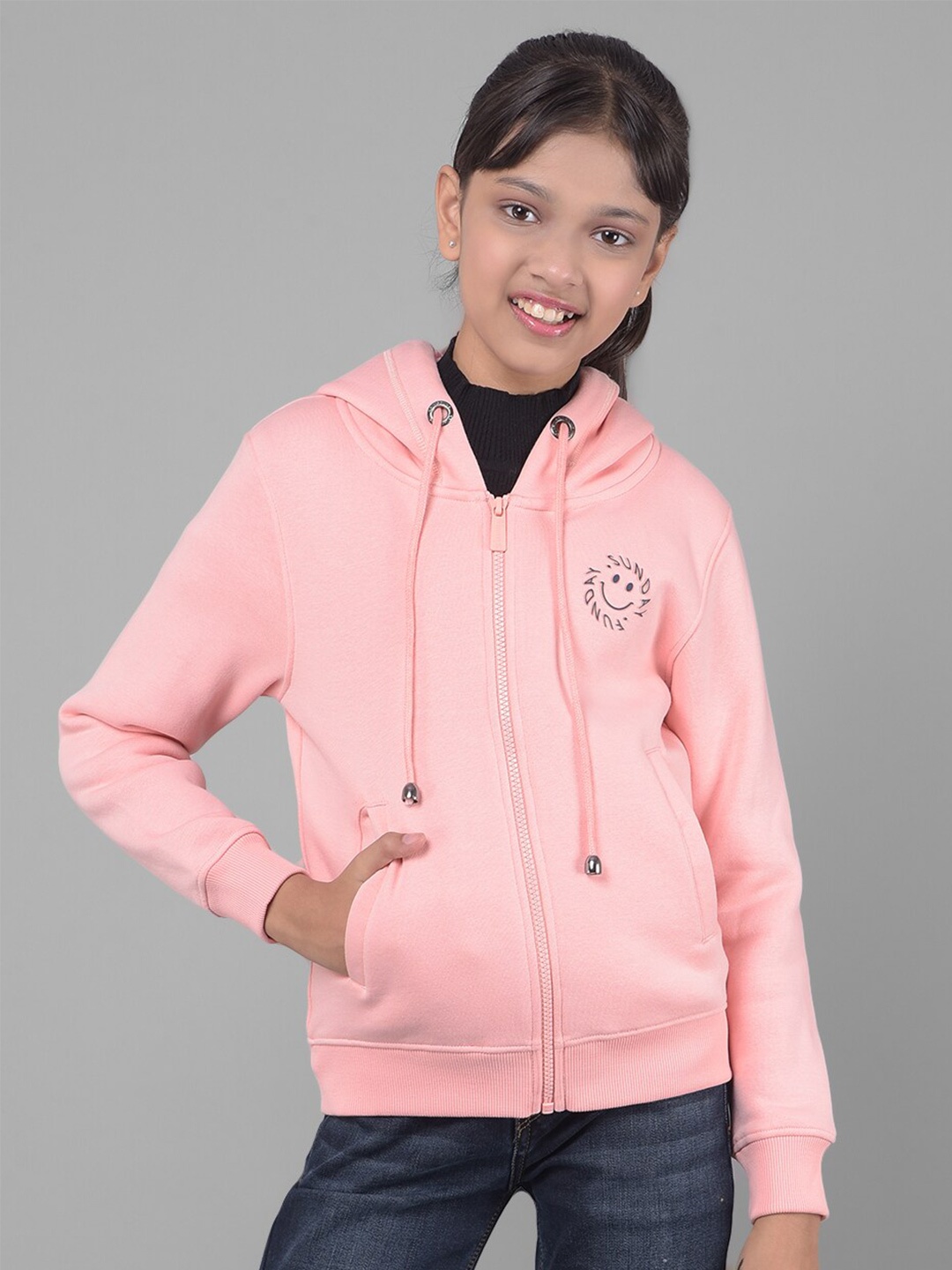 

Crimsoune Club Girls Hooded Front-Open Sweatshirt, Pink