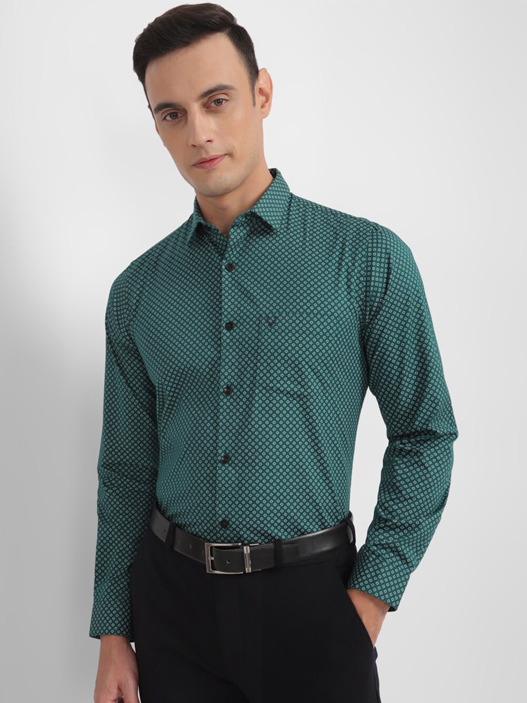 

Allen Solly Micro Ditsy Printed Slim Fit Pure Cotton Formal Shirt, Green