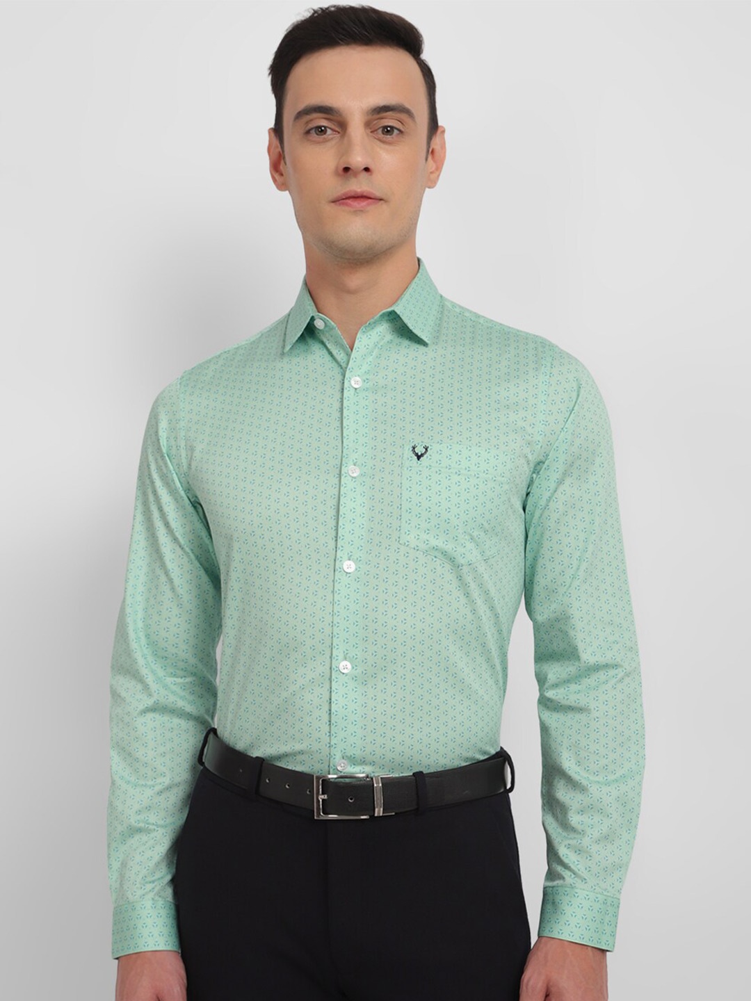 

Allen Solly Micro Ditsy Printed Slim Fit Pure Cotton Formal Shirt, Green