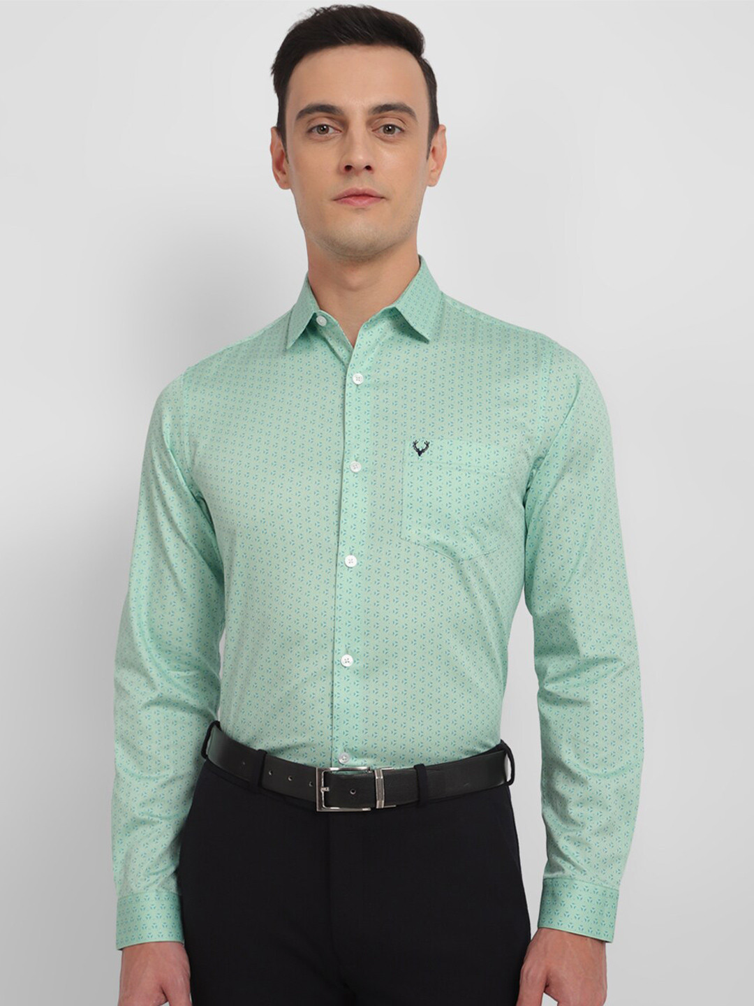 

Allen Solly Micro Ditsy Printed Slim Fit Pure Cotton Formal Shirt, Green