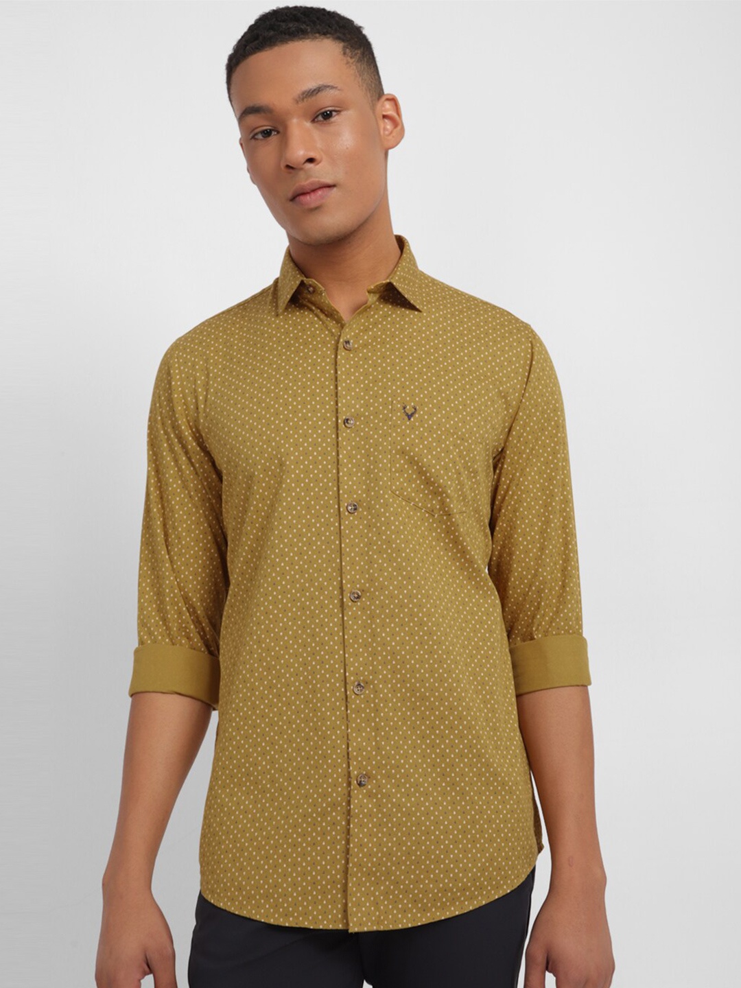 

Allen Solly Micro Ditsy Printed Slim Fit Pure Cotton Casual Shirt, Yellow