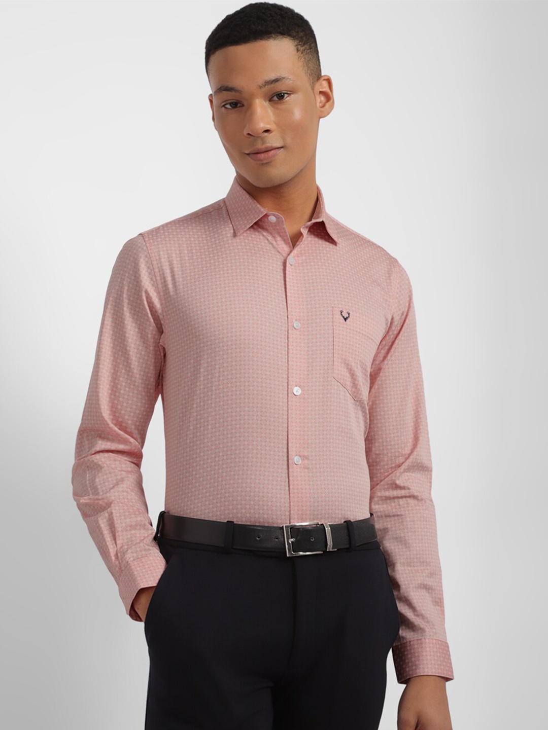 

Allen Solly Slim Fit Micro Ditsy Printed Pure Cotton Formal Shirt, Pink