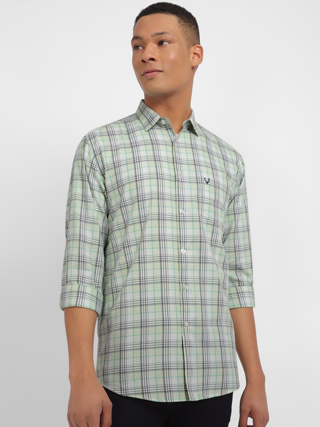 

Allen Solly Slim Fit Tartan Checked Pure Cotton Casual Shirt, Green