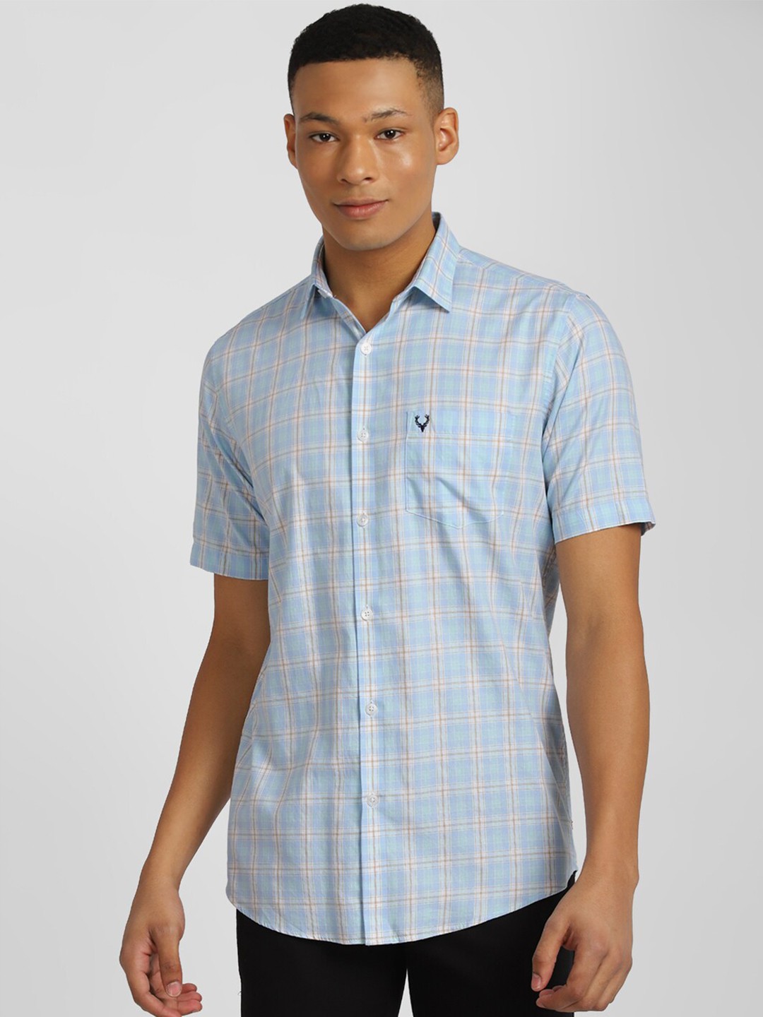 

Allen Solly Slim Fit Checked Pure Cotton Casual Shirt, Blue