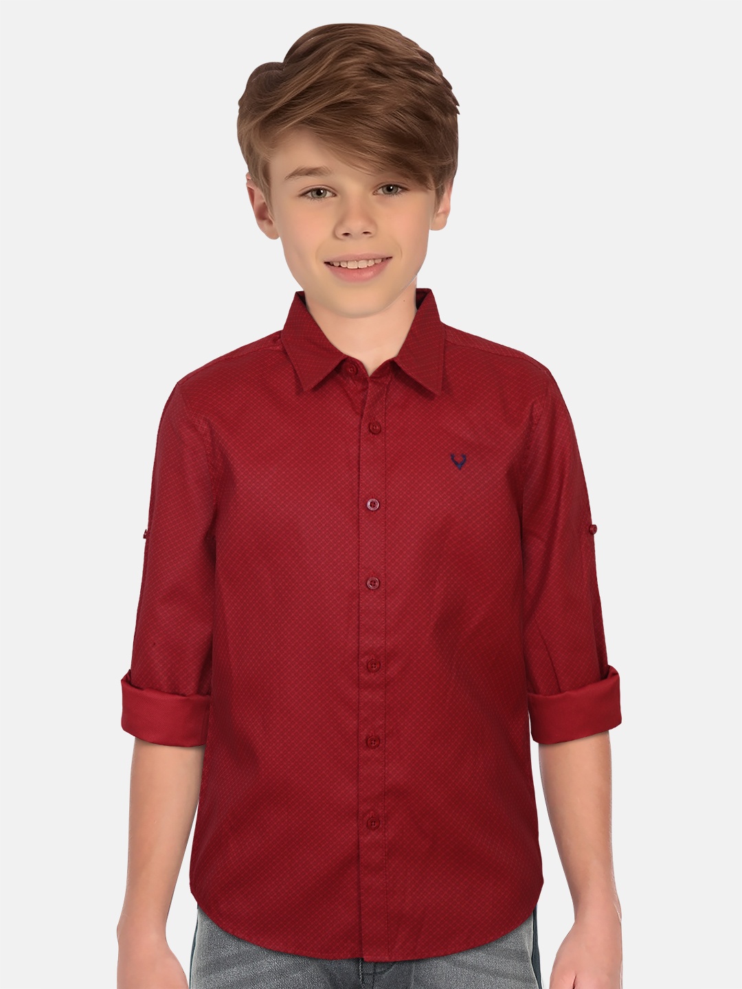 

Allen Solly Junior Boys Slim Fit Pure Cotton Casual Shirt, Red