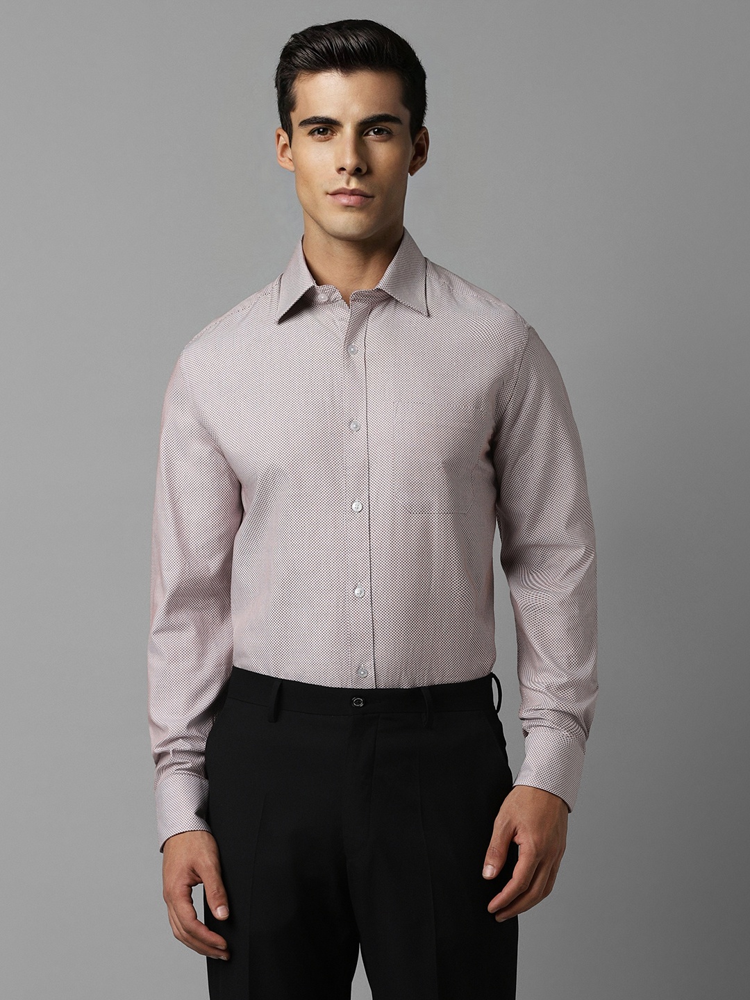 

Louis Philippe Spread Collar Long Sleeves Regular Fit Cotton Formal Shirt, Grey